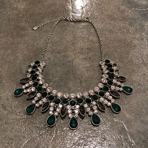 Emerald, Gray + White Statement Necklace